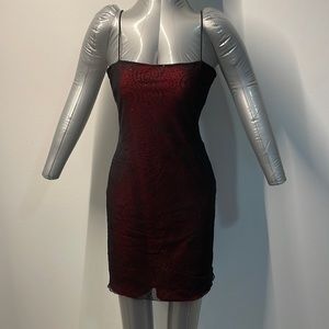 Black with red lining slip dress.